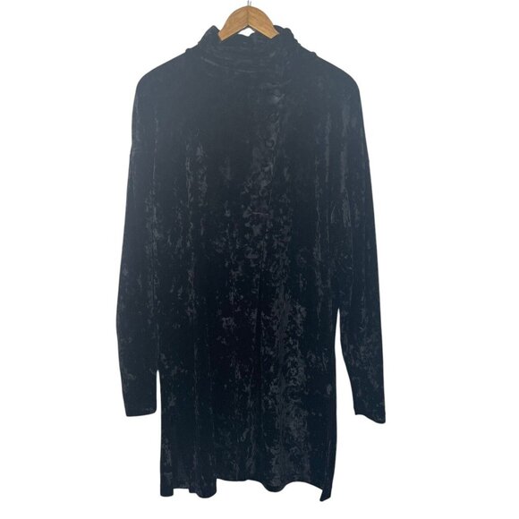 Tapemeasure NY Vtg Black Crushed Velvet Tunic Dress  Button Neck Sz M Goth Witch - Picture 1 of 10